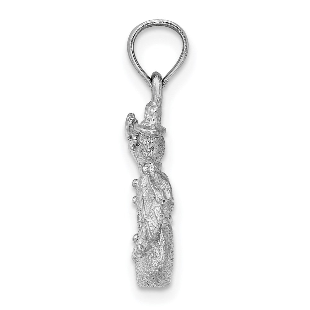 14K Weißgold Charm Schneemann satiniert und poliert 3-D