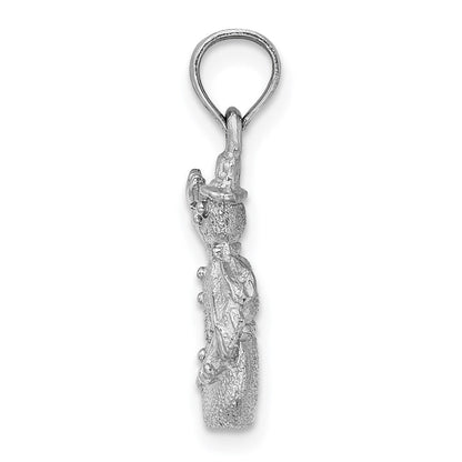 14K Weißgold Charm Schneemann satiniert und poliert 3-D