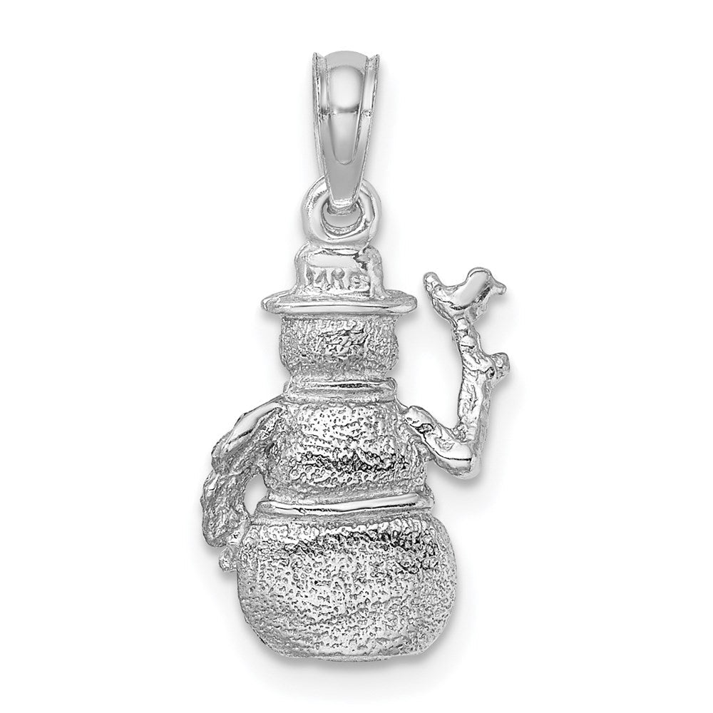 14K Weißgold Charm Schneemann satiniert und poliert 3-D