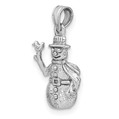 14K Weißgold Charm Schneemann satiniert und poliert 3-D