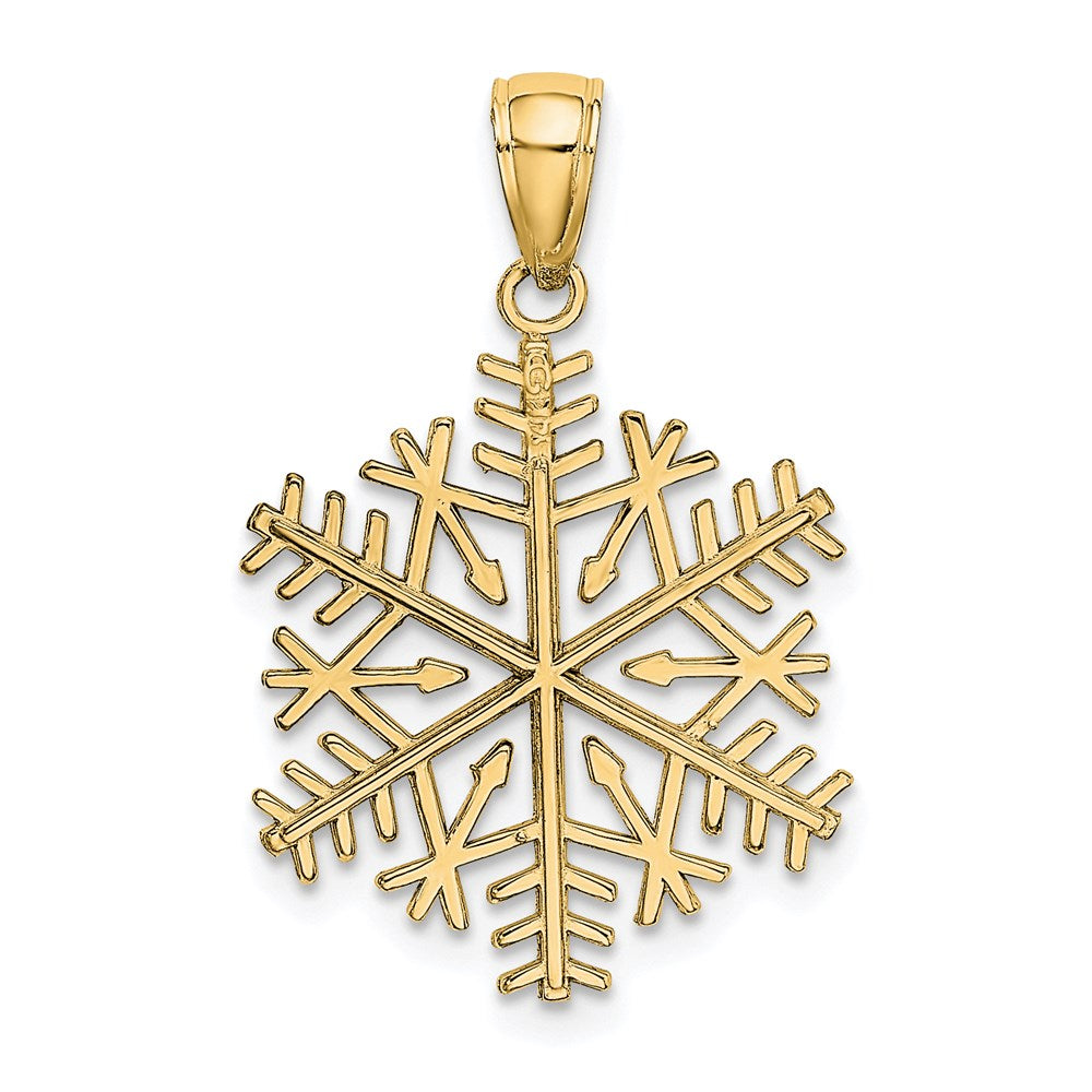 14K Gelbgold Polierter Schneeflocken-Anhänger