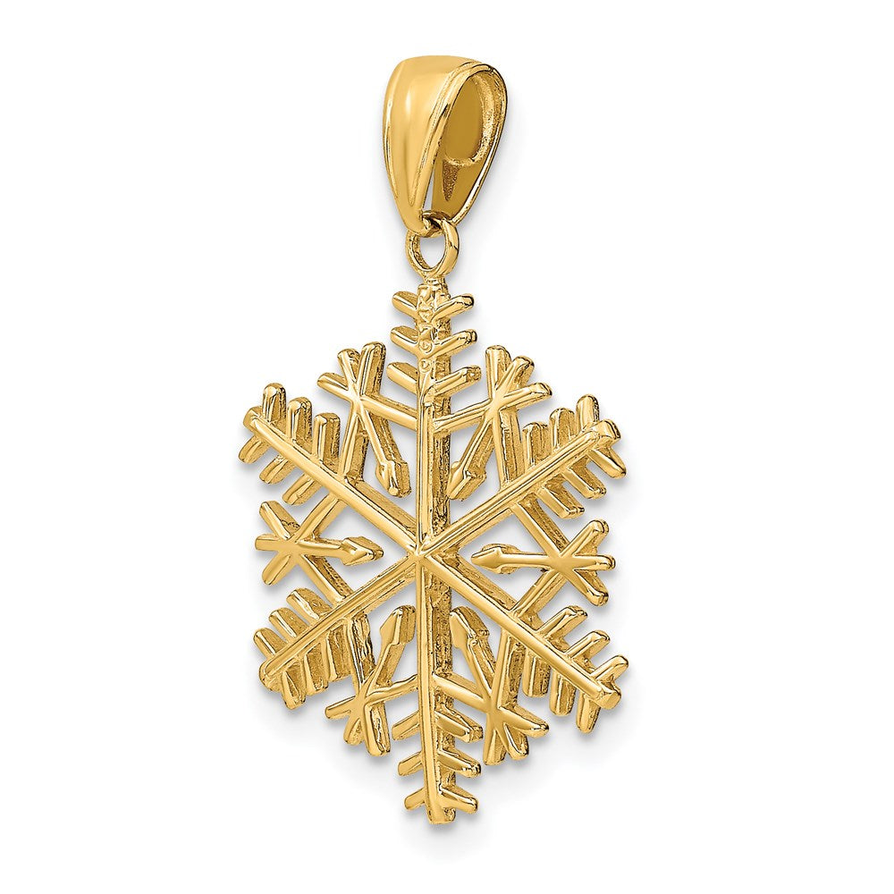 14K Gelbgold Polierter Schneeflocken-Anhänger