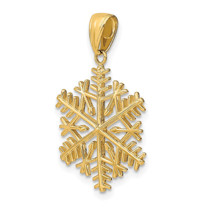 14K Gelbgold Polierter Schneeflocken-Anhänger