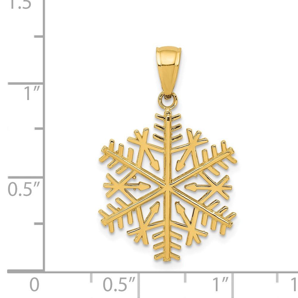 14K Gelbgold Polierter Schneeflocken-Anhänger