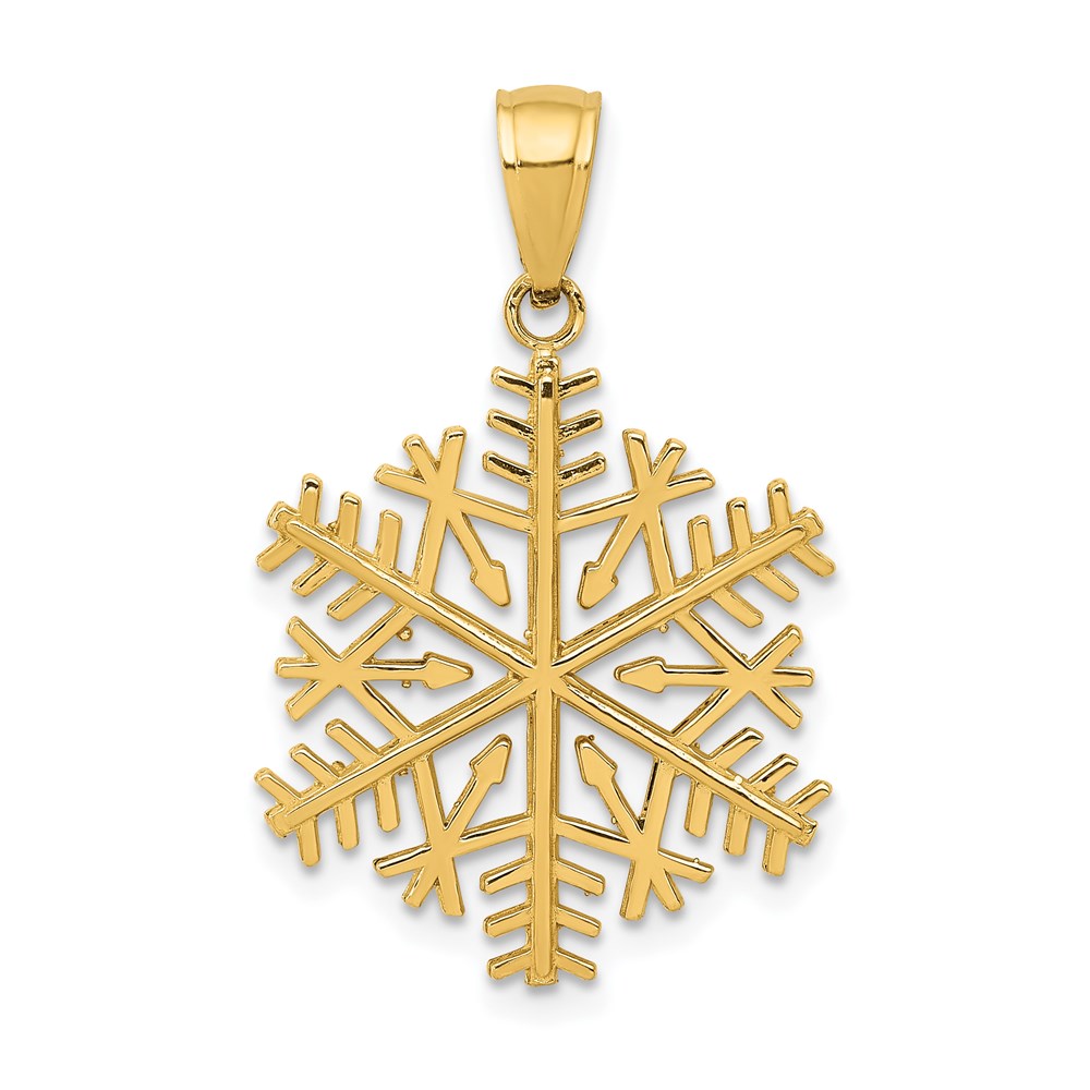14K Gelbgold Polierter Schneeflocken-Anhänger