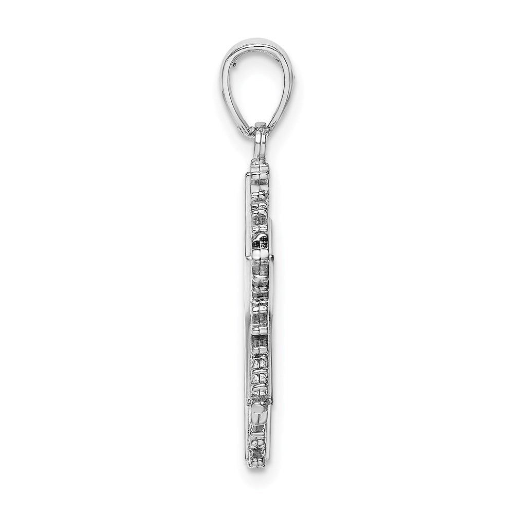 14K Weißgold Polierter Schneeflocken-Anhänger