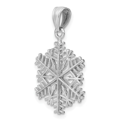 14K Weißgold Polierter Schneeflocken-Anhänger