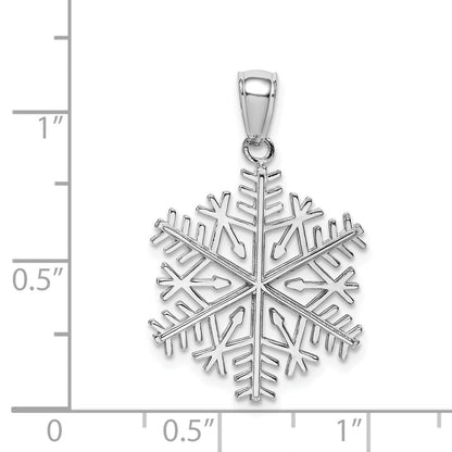 14K Weißgold Polierter Schneeflocken-Anhänger
