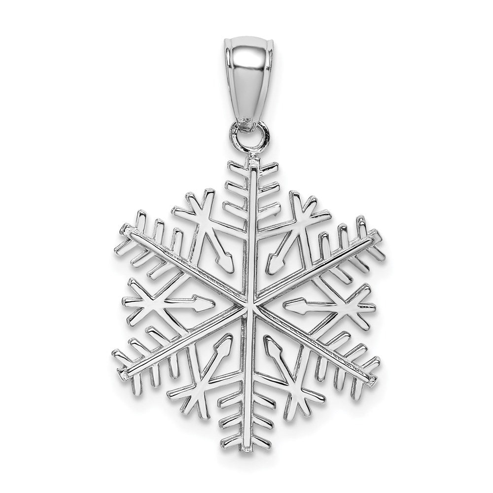 14K Weißgold Polierter Schneeflocken-Anhänger