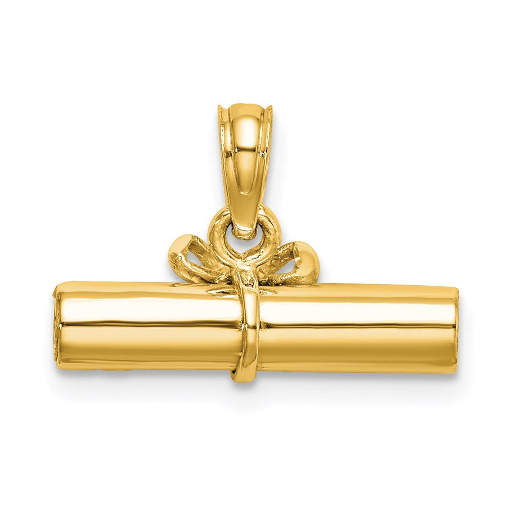 14K Gelbgold 3d Hohl Poliert Diploma Anhänger