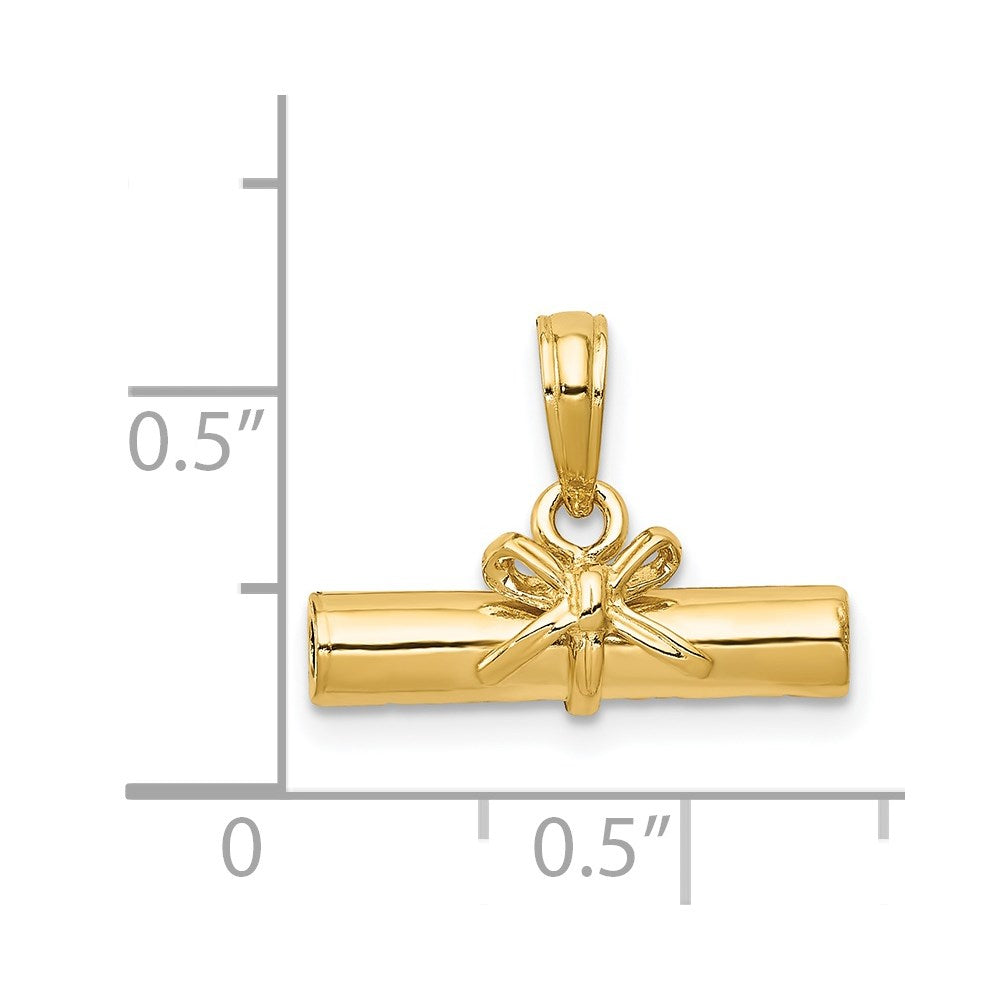 14K Gelbgold 3d Hohl Poliert Diploma Anhänger