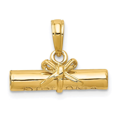 14K Gelbgold 3d Hohl Poliert Diploma Anhänger