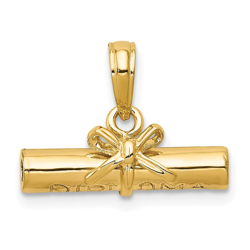 14K Gelbgold 3d Hohl Poliert Diploma Anhänger