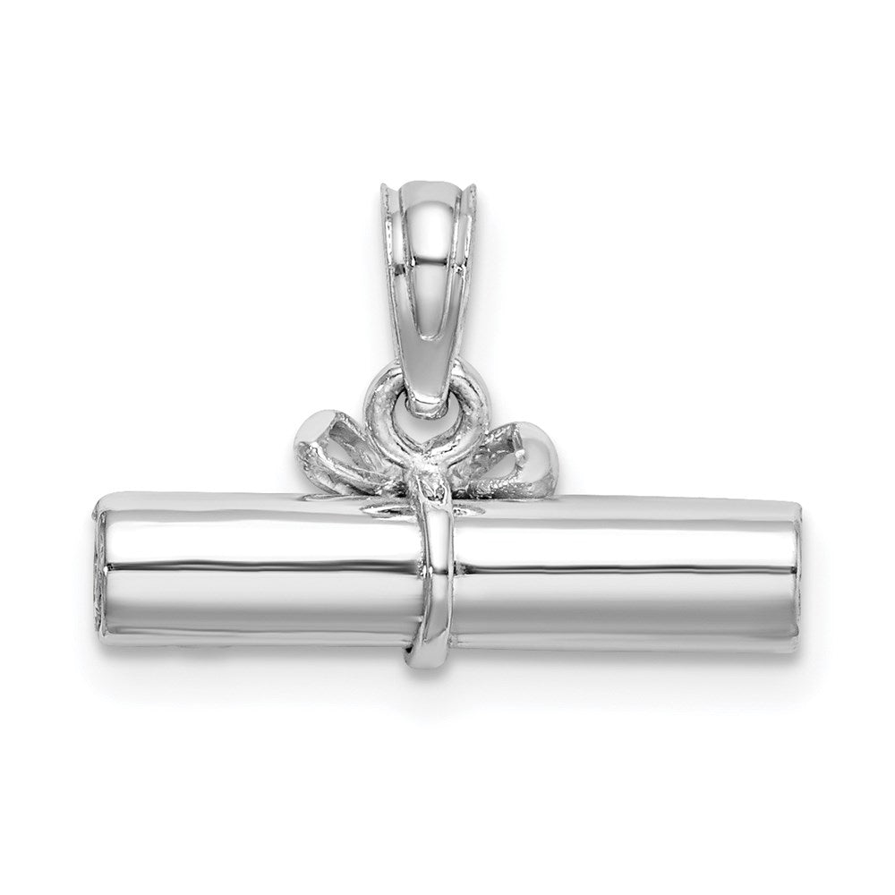 14K Weißgold 3-D DIPLOM aufgerollter Charm
