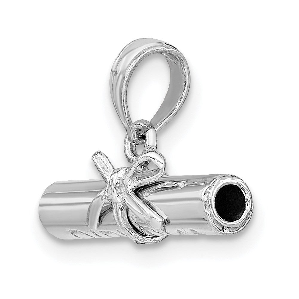 14K Weißgold 3-D DIPLOM aufgerollter Charm