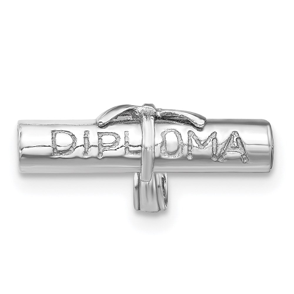 14K Weißgold 3-D DIPLOM aufgerollter Charm