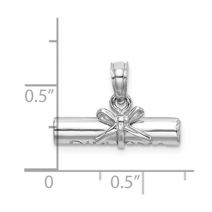 14K Weißgold 3-D DIPLOM aufgerollter Charm