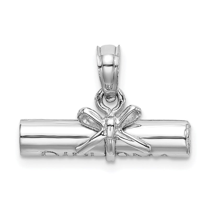 14K Weißgold 3-D DIPLOM aufgerollter Charm