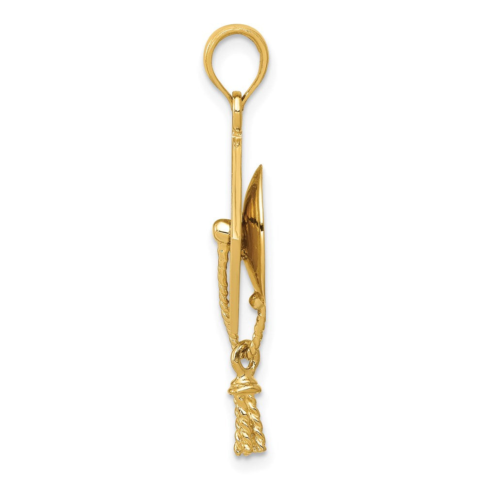 14K Gelbgold massiver polierter 3-D Abschlusskappen-Anhänger