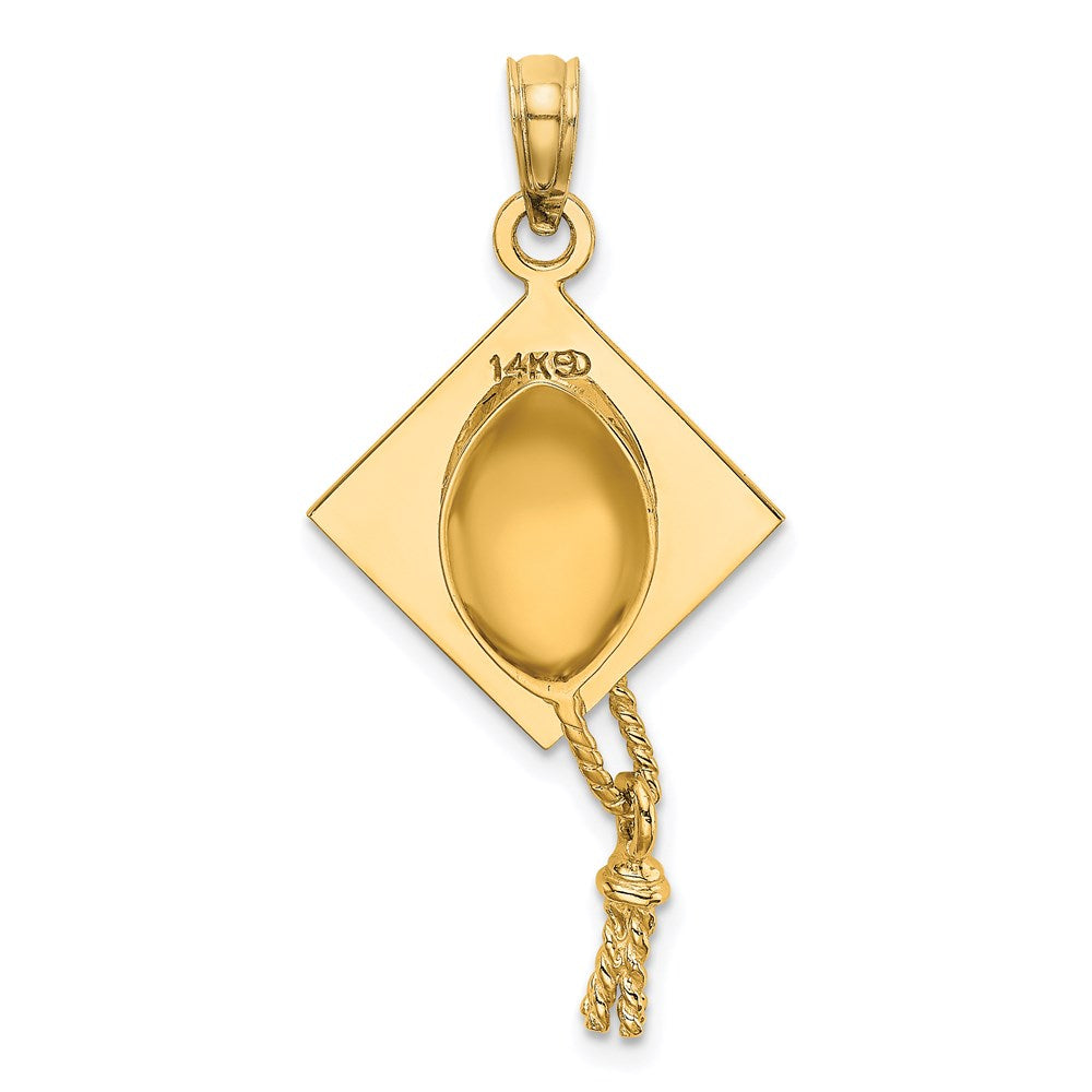 14K Gelbgold massiver polierter 3-D Abschlusskappen-Anhänger