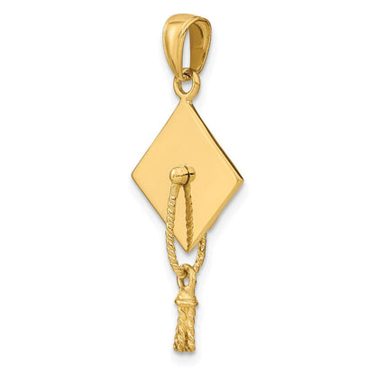 14K Gelbgold massiver polierter 3-D Abschlusskappen-Anhänger