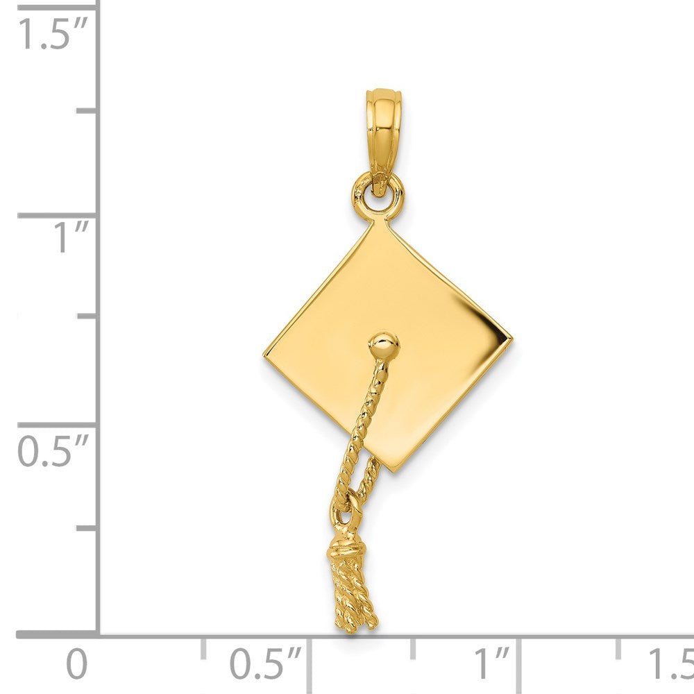 14K Gelbgold massiver polierter 3-D Abschlusskappen-Anhänger