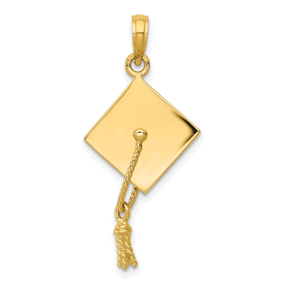 14K Gelbgold massiver polierter 3-D Abschlusskappen-Anhänger