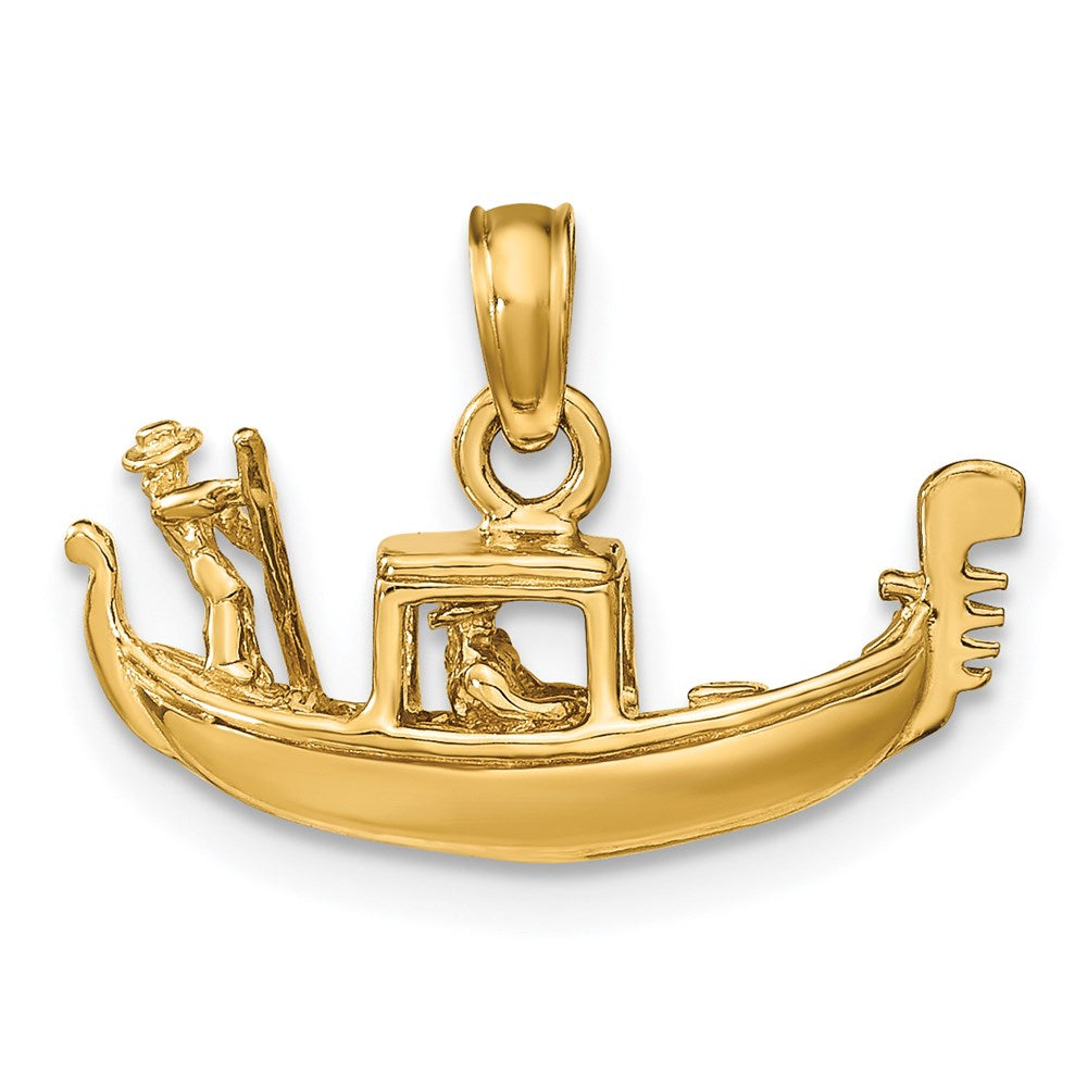 14K Gelbgold massiver polierter 3-D-Gondel-Anhänger