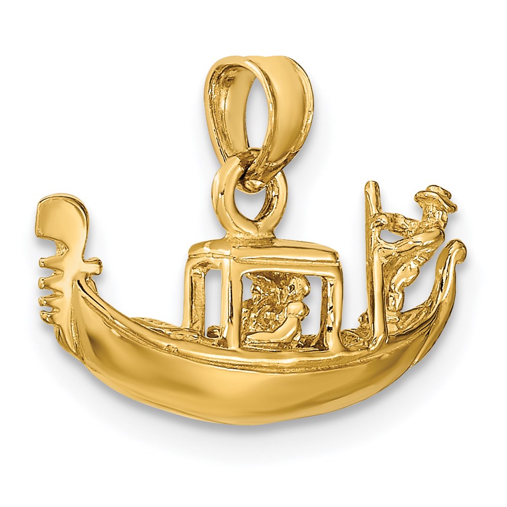 14K Gelbgold massiver polierter 3-D-Gondel-Anhänger