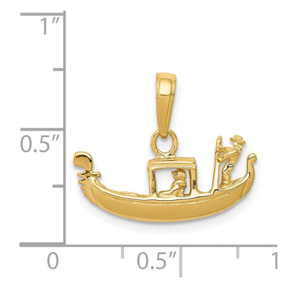 14K Gelbgold massiver polierter 3-D-Gondel-Anhänger