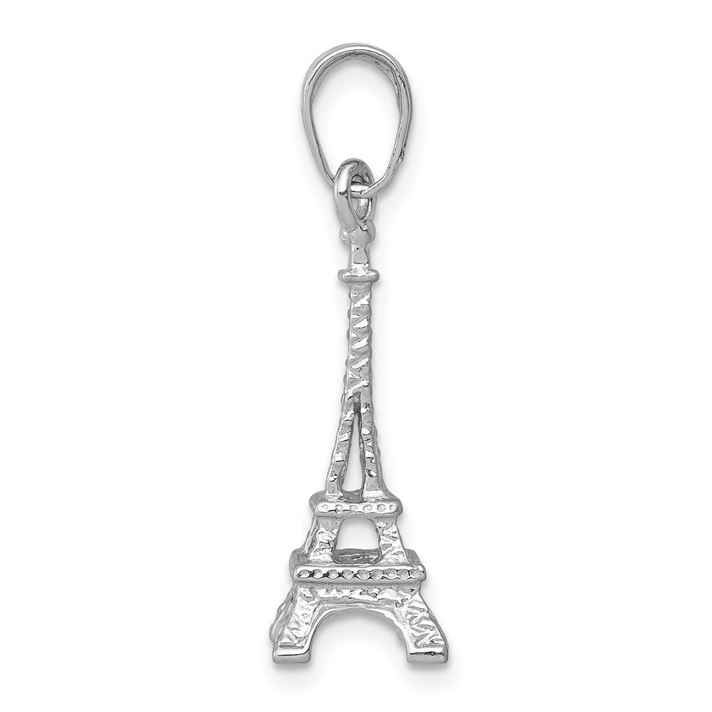 14K Weißgold massiver polierter 3-D Eiffelturm-Charm