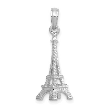 14K Weißgold massiver polierter 3-D Eiffelturm-Charm