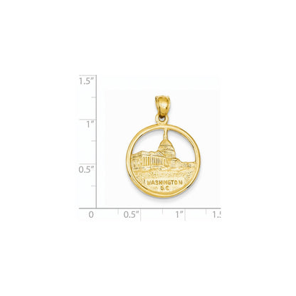 14K Gelbgold Wende-Anhänger "Washington D.C." in Scheiben-Design
