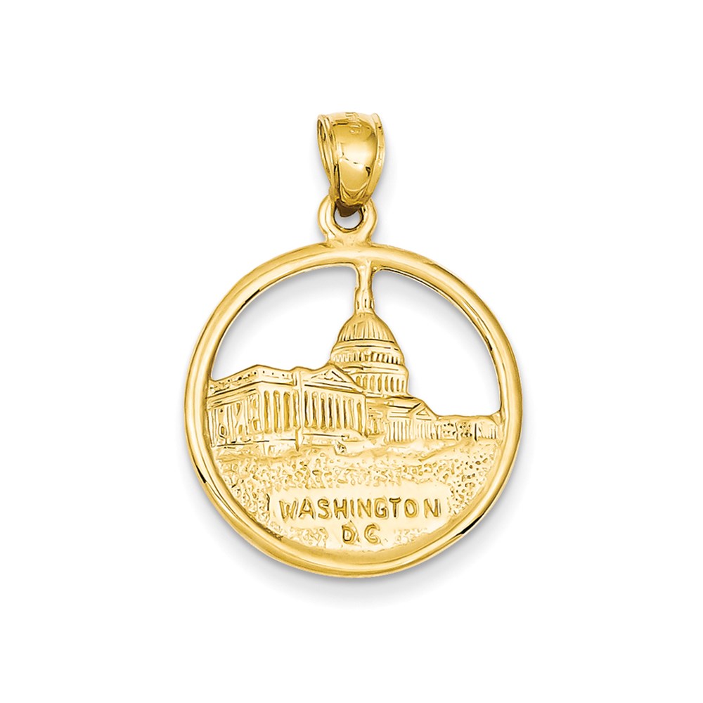 14K Gelbgold Wende-Anhänger "Washington D.C." in Scheiben-Design