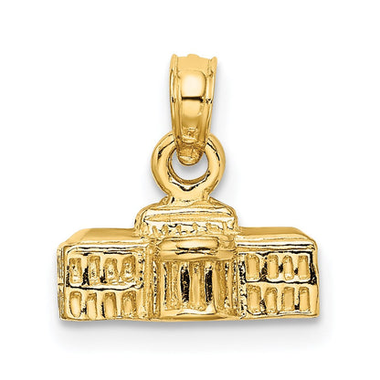14K Gelbgold 3D-Anhänger „Weißes Haus“