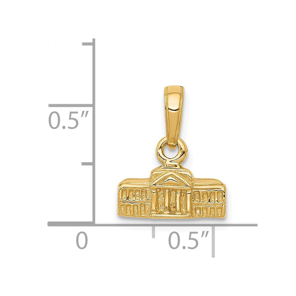 14K Gelbgold 3D-Anhänger „Weißes Haus“