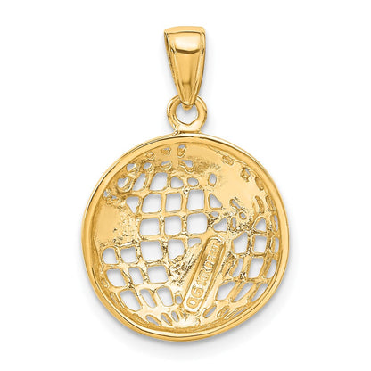 14K Gelbgold Poliert Globus-Anhänger