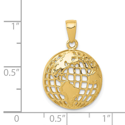 14K Gelbgold Poliert Globus-Anhänger