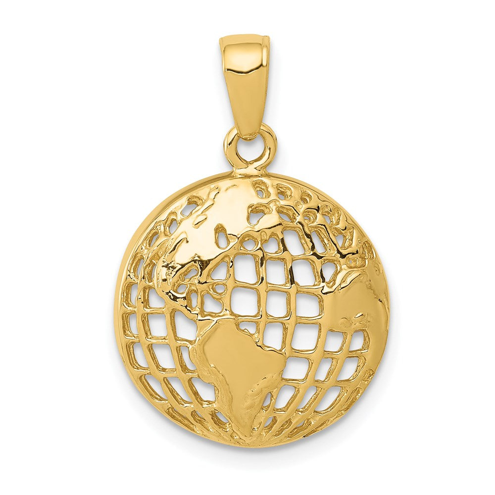 14K Gelbgold Poliert Globus-Anhänger