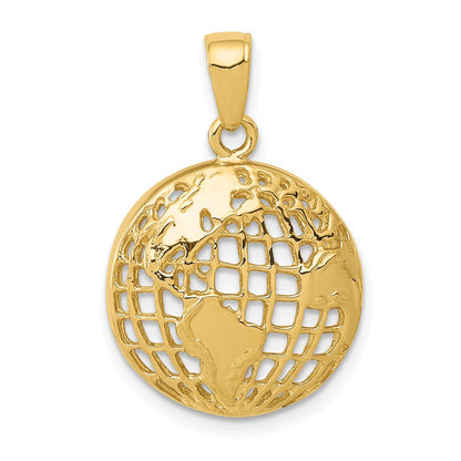 14K Gelbgold Poliert Globus-Anhänger