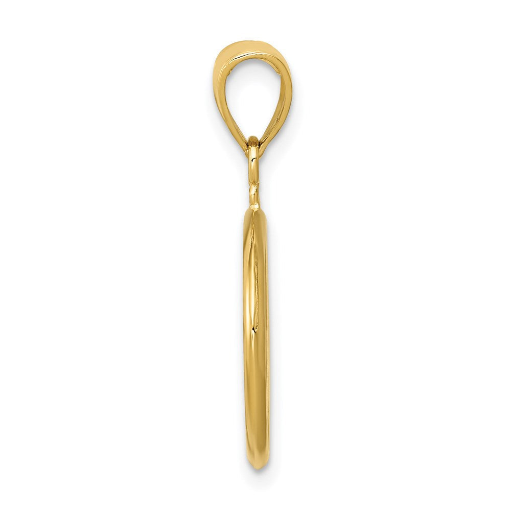 14K Gelbgold 3D-poliertes Peace-Zeichen-Charm
