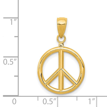 14K Gelbgold 3D-poliertes Peace-Zeichen-Charm