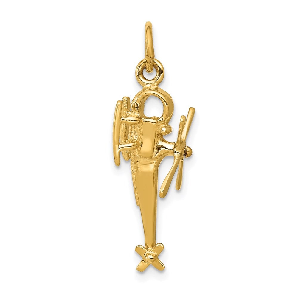 14K Gelbgold 3-D-Hubschrauber-Charm