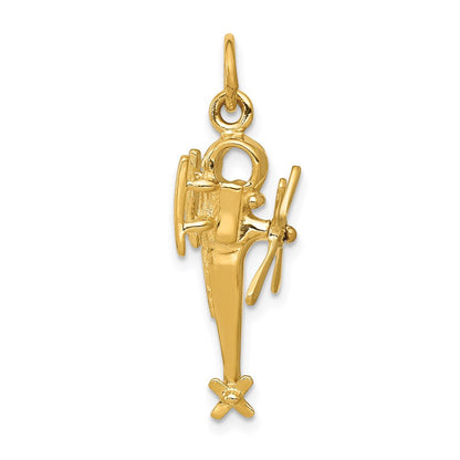 14K Gelbgold 3-D-Hubschrauber-Charm