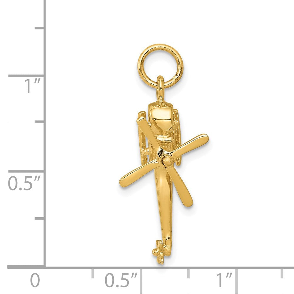 14K Gelbgold 3-D-Hubschrauber-Charm