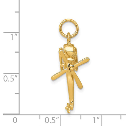 14K Gelbgold 3-D-Hubschrauber-Charm