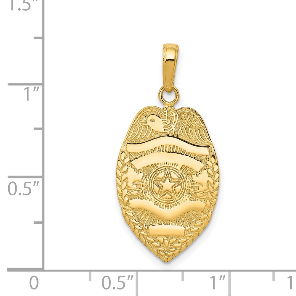 14K Gelbgold Polierter Polizeimarke-Anhänger