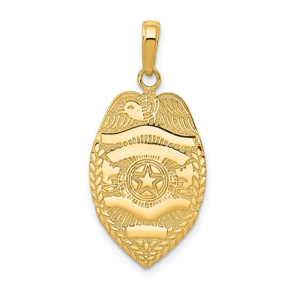 14K Gelbgold Polierter Polizeimarke-Anhänger