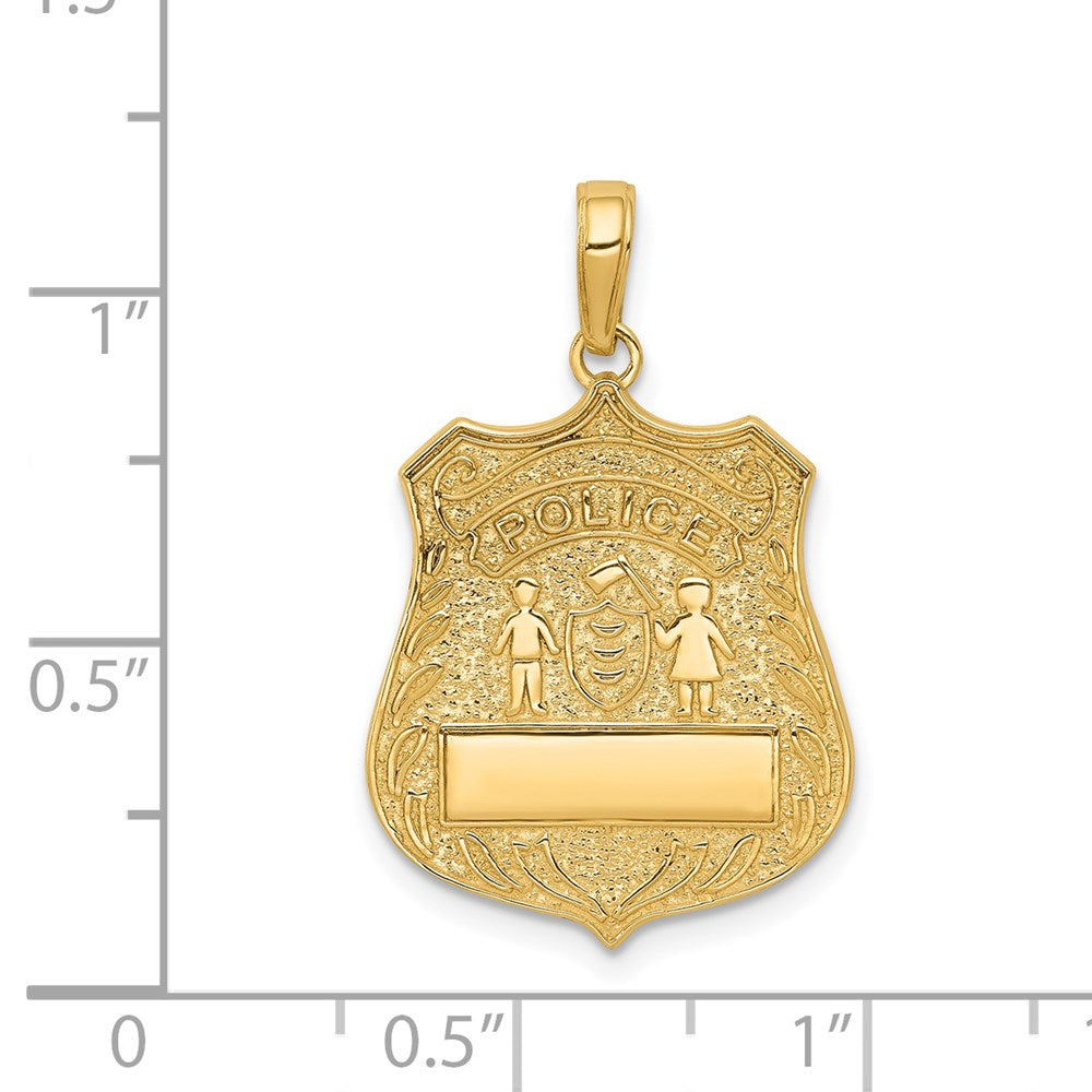 Großer Polizeimarken-Anhänger aus 14K Gelbgold