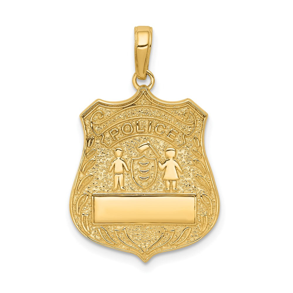 Großer Polizeimarken-Anhänger aus 14K Gelbgold